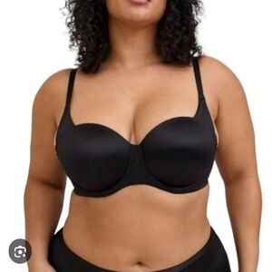 Torrid Sleek Black Satin Push Up Balconette Underwire Bra